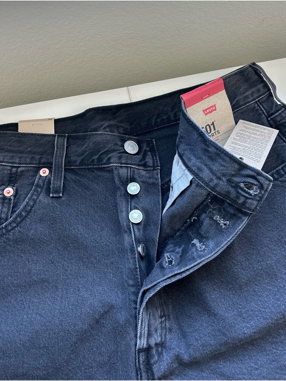 Levi's 501 Black Denim Cutoff Shorts - Picture 3 of 4
